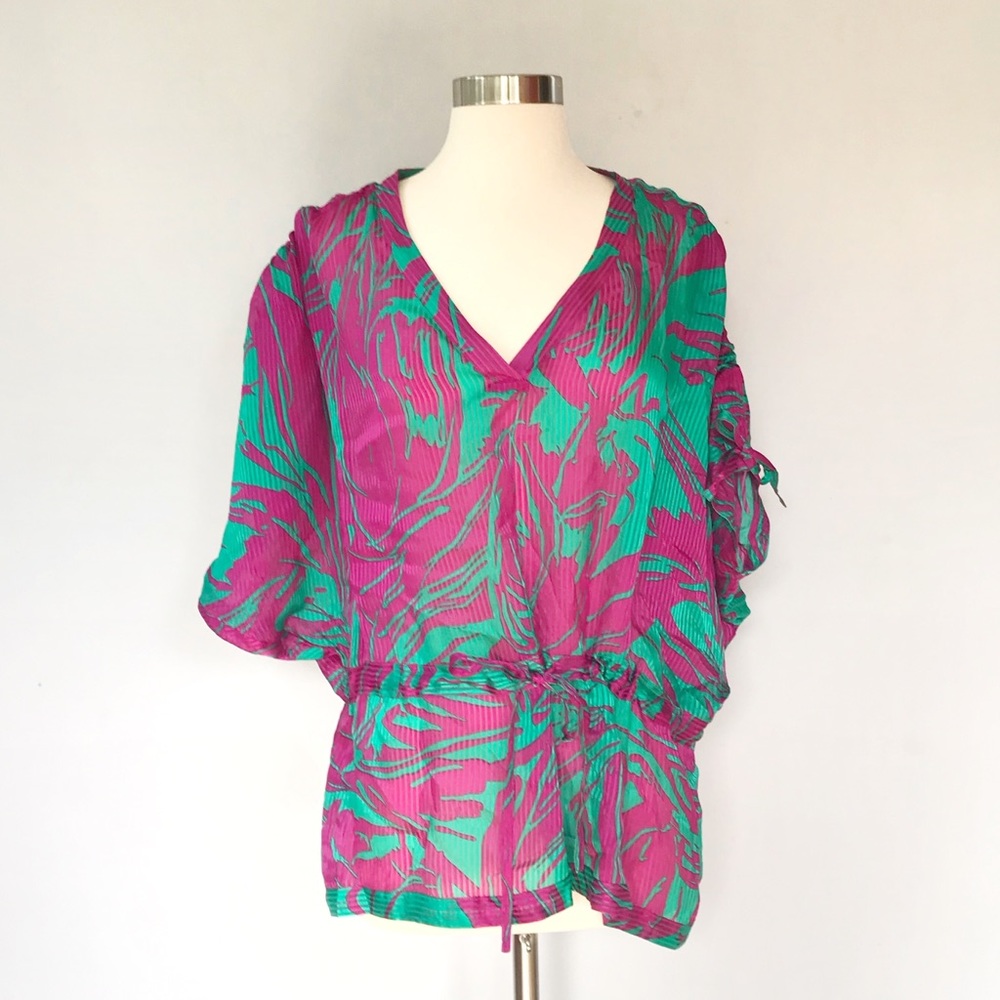 ZOA Silk Print Drawstring Blouse